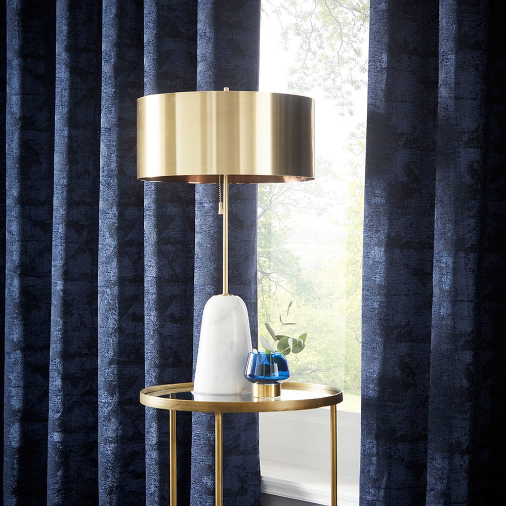 Topia Distressed Curtains By Clarke And Clarke in Ink Blue